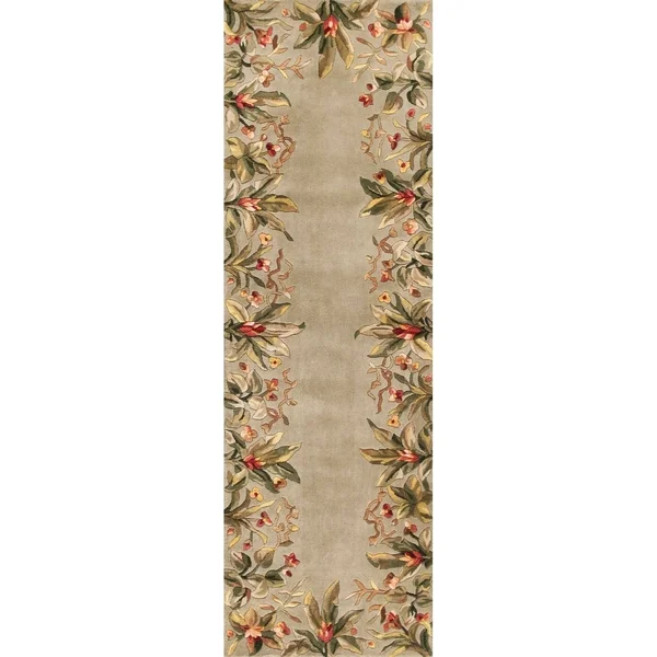 Kas Emerald 9000 Tropical Border 2' x 3' Taupe Rug