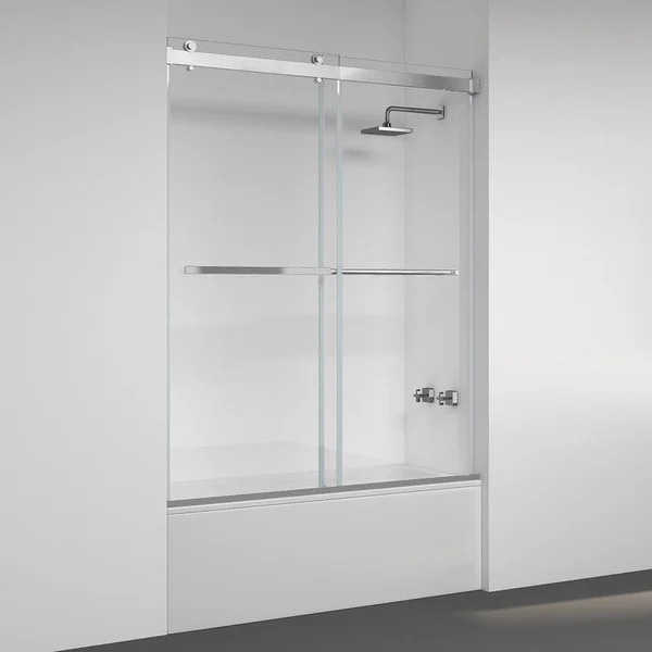 Vinnova Spezia Double Sliding Frameless Tub DOOR, Matte Black, 60x22 W x 58x22 H