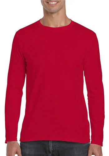 Cherry Red Custom Printed Cotton Long Sleeve Shirts (Cherry Red - Sample)