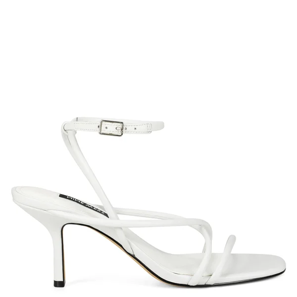 Nine West Women's Nolan Strappy Sandal, Size: 9, White Leather