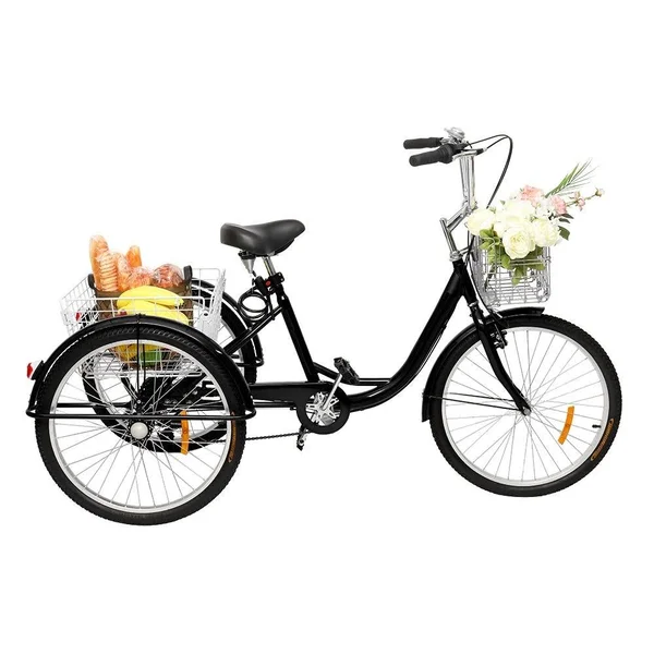 Adult Tricycle 26x22 Wheels - 7 Speed Men's Women's Bike - Black