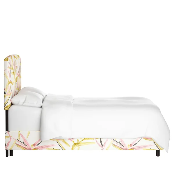 King Upholstered Bed Tropical Grass Pink/Cream - Opalhouse