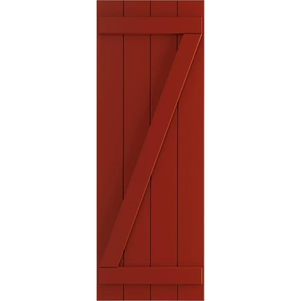 Ekena Millwork 21-1/2x22 x 34x22 True Fit PVC Four Board Joined Board and Batten Shutters w/Z-Bar - Fire Red (Per Pair)