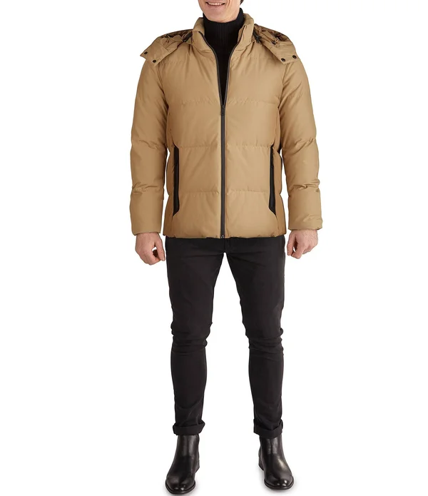 Cole Haan Hooded Down Zip Front Puffer Jacket - XL