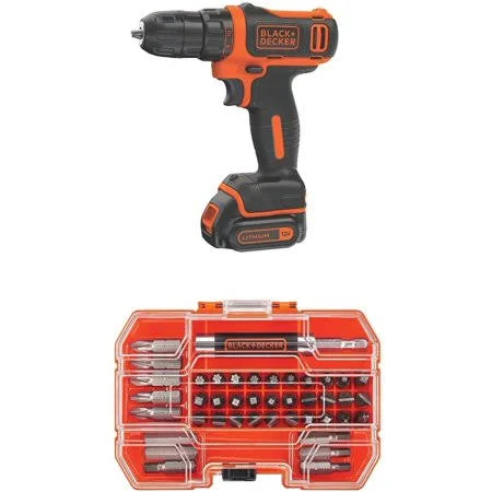 Black+decker 12V Max Cordless Drill/Driver (bdcdd12c) with Black+decker Bda42sd 42-Piece Standard Screwdriver Bit Set - Size: 1 i