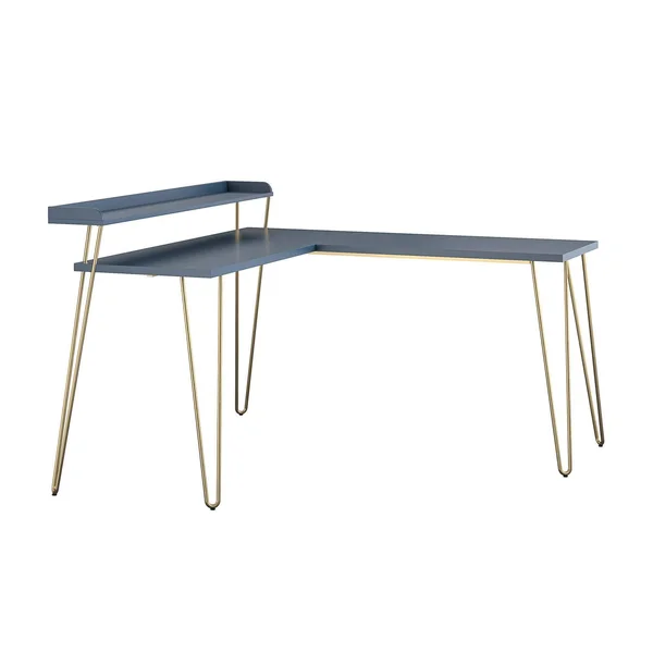 Panama L Desk with Riser Navy/Gold - Room & Joy