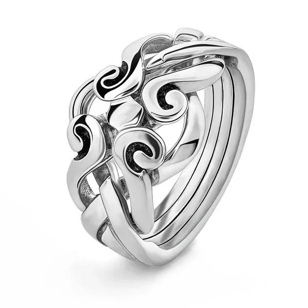 4 Band Sterling Silver Antique Looking Celtic Puzzle Ring 4ANS, 8.5