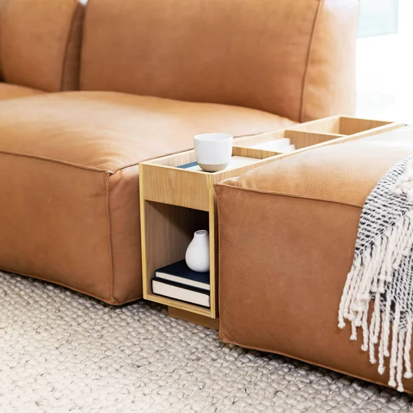 Light Oak Sofa Storage Console - Article Solae Modern Furniture