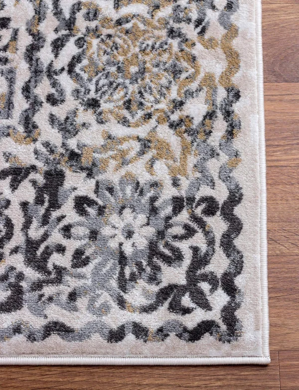 Dulce Modern Bloom Area Rug - Ivory and Gray, 2& 7x22 x 8&