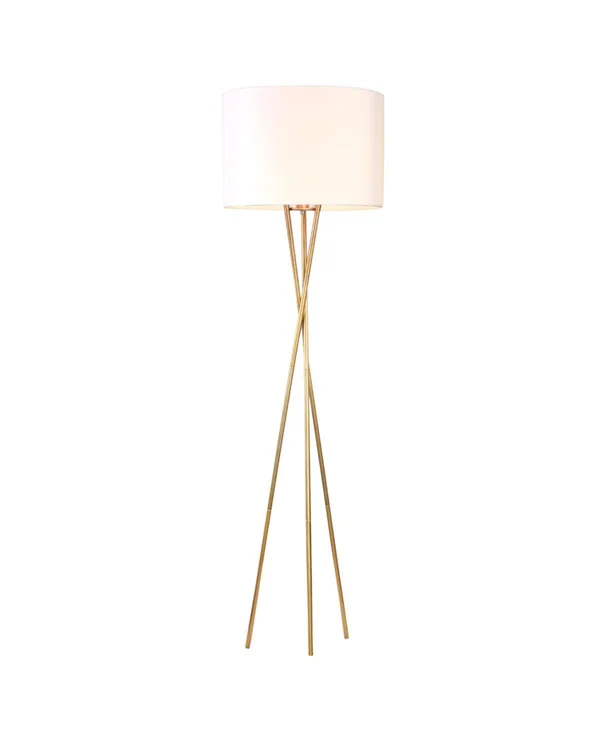 Yaram Polished Brass 1-Light Floor Lamp - Beige/Polished Brass