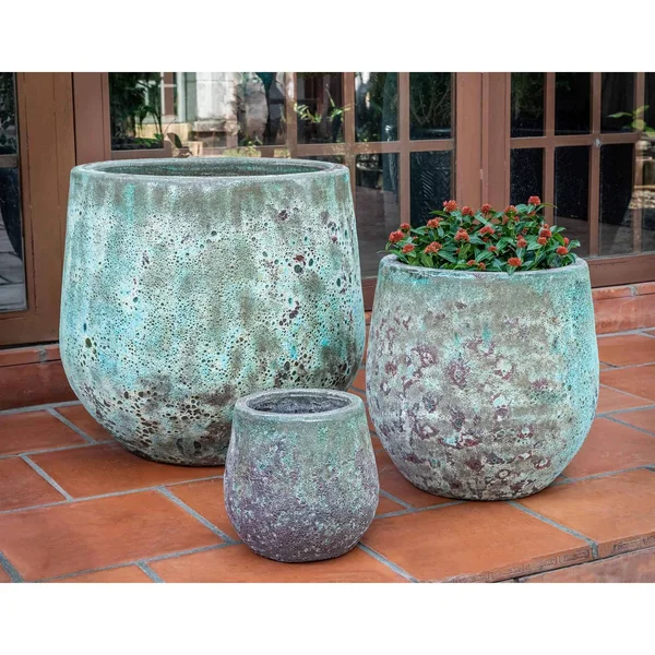 Campania International Baleares Planter - Set of 3 Verdigris