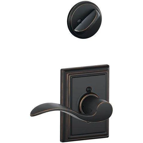 Schlage F94 Accent with Addison Rose Right Hand Dummy Interior Trim Aged Bronze Finish