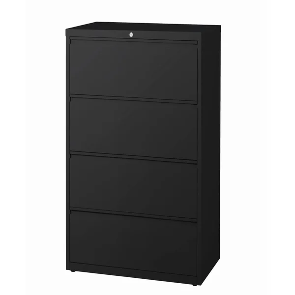WorkPro 30x22W 4-Drawer Metal Lateral File Cabinet, Black