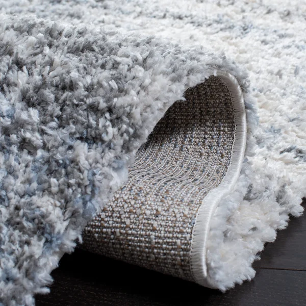 Safavieh Berber Shag Veena Abstract 1.25-Inch Thick Rug - 6&7x22 x 6&7x22 Round - Ivory/Grey