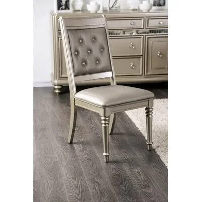 Barney Tufted Upholstered Side Chair in Champagne House of Hampton
