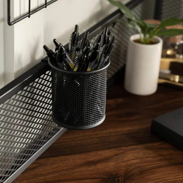Miro Urban Industrial Corner Desk with Pen Storage Brown - Saracina Home