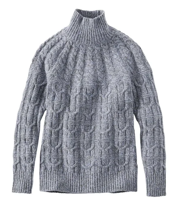Women's Signature Ragg Wool Sweater, Mockneck Pullover Blue Extra Small, L.L.Bean