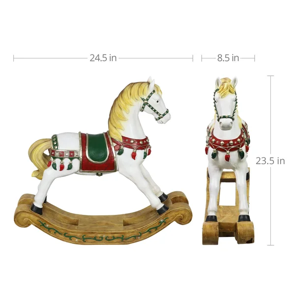 Exhart LED Christmas Rocking Horse with Timer Garden Statue