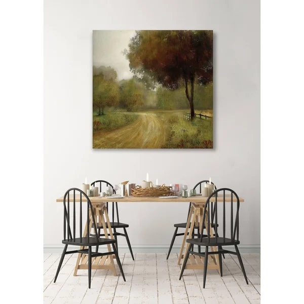 Wexford Home Country Road -Gallery Wrapped Canvas - Yellow - Blue, Green, Red, Black, White, Size: 40 x 40
