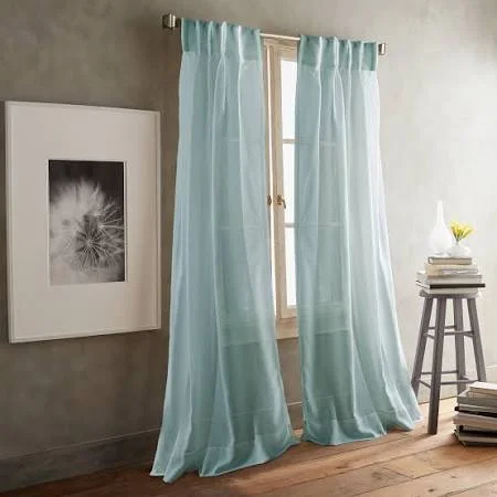 Paradox Solid Sheer Pinch Pleat Curtain Panels DKNY Curtain Color: Silver, Size per Panel: 35" W x 108" L