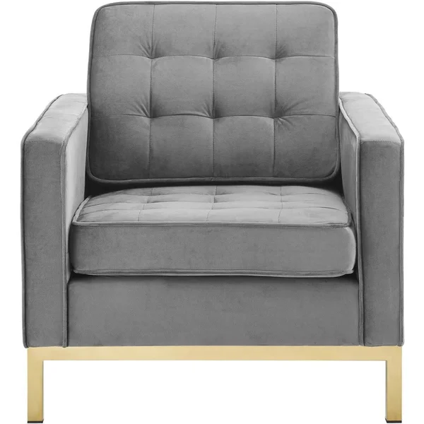 Modway Loft Gold Stainless Steel Performance Velvet Armchair Gold Navy