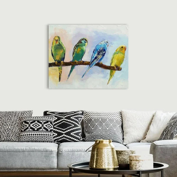 Four Parakeets - Canvas Wall Art, 45x36, Great Big Canvas
