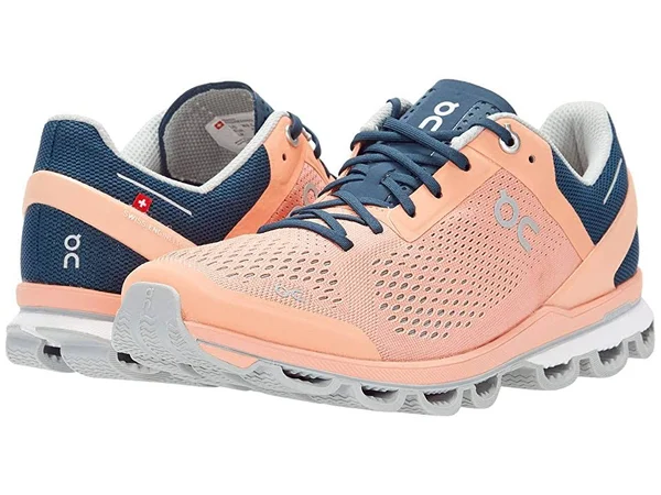 on Cloudsurfer Running Shoe Women's, Coral/Navy, 9