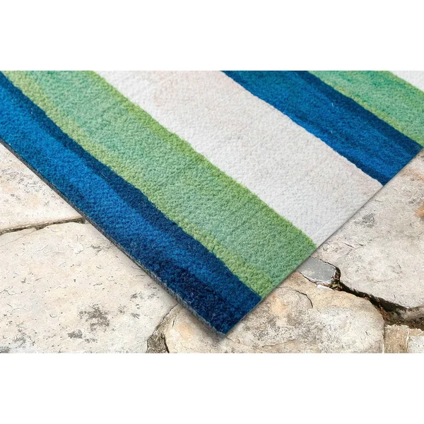 Liora Manne Visions II Painted Stripes Indoor/Outdoor Rug Blue 42x22 x 66x22