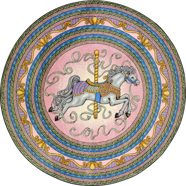 Joy Carpets 1473 Carousel Rug - Pink, 3&10x22 x 5&4x22 Oval