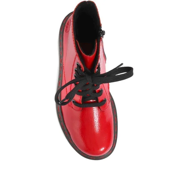 Rieker 76240-33 Red Patent 38 EU Womens Ankle Boots