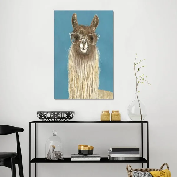 Victoria Borges Canvas Wall Decor Prints - Llama Specs IV ( Humor > Animal Humor art)