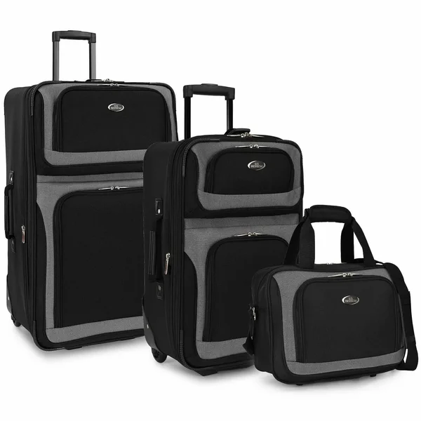 U.S. Traveler New Yorker Lightweight Expandable Rolling Luggage - Black, 3-Piece Set