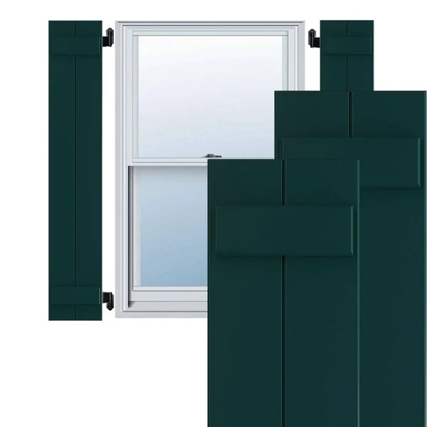 Ekena Millwork CWB12X068DGC 12x22W x 68x22H Exterior Three Board (2 Batten) Composite Board-n-Batten Shutters (Per Pair), Black