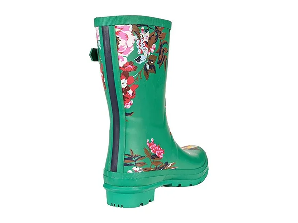 Joules Molly Welly Women's Rain Boots Green Florals : 6 B - Medium