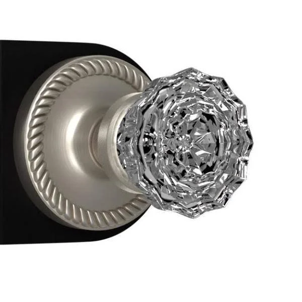 Nostalgic Warehouse Rope Rosette Passage Crystal Knob-Satin Nickel