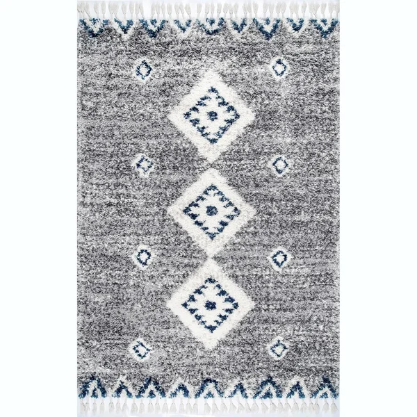 nuLOOM Gray Transitional Regina Shag Rug 5& Round