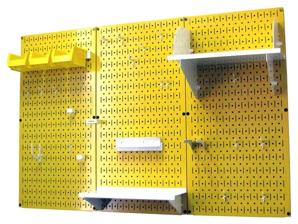 Wall Control 4ft Metal Pegboard Standard Tool Storage Kit - Yellow Toolboard & White Accessories