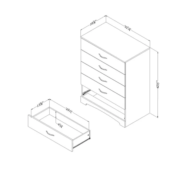 South Shore 3137035 Canyon 5-Drawer Chest - Grey Oak
