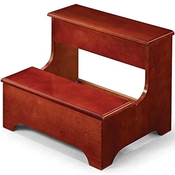Bowery Hill Traditional Step Stool with Storage in Cherry - Brown