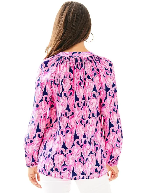 Lilly Pulitzer Elsa Top Women's Blouse Multi Jet Stream : Xxs