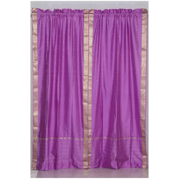 Lavender Rod Pocket Sheer Sari Curtain - Drape, Panel - Pair, Purple