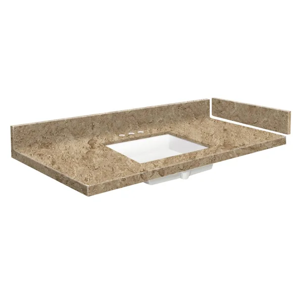 Transolid 24.75 in. W x 22.25 in. D Solid Surface Vanity Top in Sand Mountain with White Basin and Widespread