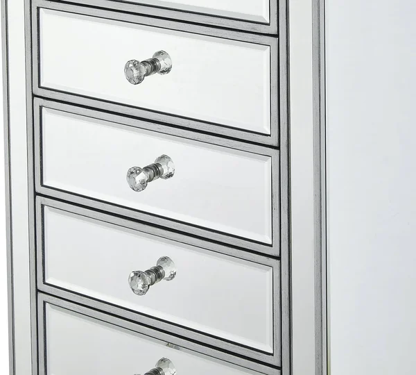 Elegant MF72047 Lingerie Chest 7 Drawers 18in. W x 15in. D x 42in. H in Antique Silver Paint