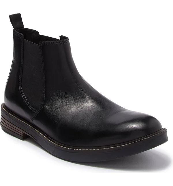 Clarks Men's Paulson Up Chelsea Boot - Black Leather