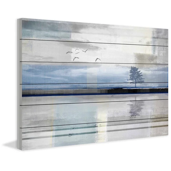 Parvez Taj - &Shimmering Reflection& Painting Print on White Wood 36 x 24