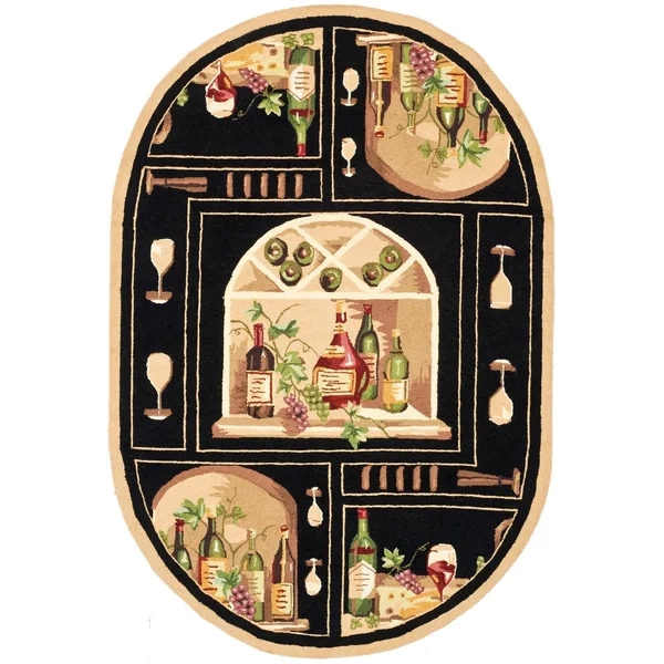 Safavieh Chelsea HK254B 4&6x22 x 6&6x22 Oval Black - Multi Area Rug