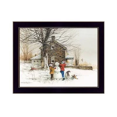 The Joy of Snow by John Rossini - Picture Frame Painting Print on Paper The Holiday Aisle Frame Color: Black, Size: 14x22 H x 18