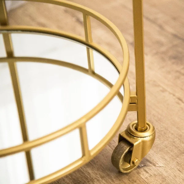Abbyson Prantley 3 Tier Cylinder Bar Cart Gold
