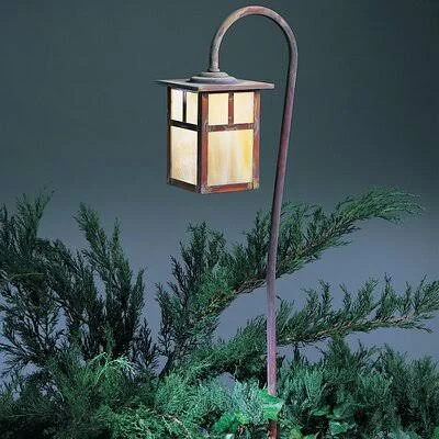 Hylan 1-Light Pathway Light Millwood Pines Size - Overlay: 36x22 H x 5x22 W, T - Bar, Color: Mission Brown, Shade Type: Off Whi