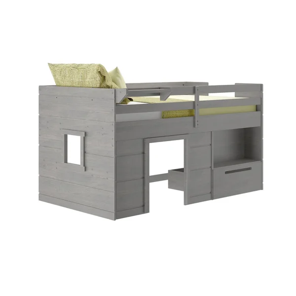 Max & Lily Modern Farmhouse Loft Bed with 1 Drawer, Twin, Espresso
